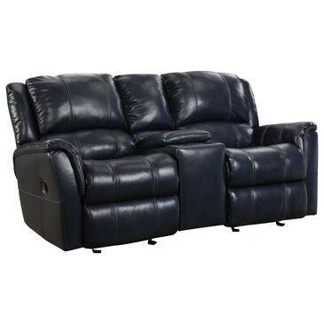 Homestretch Mercury Manual Reclining Gliding Console Loveseat in Ocean Blue, , large