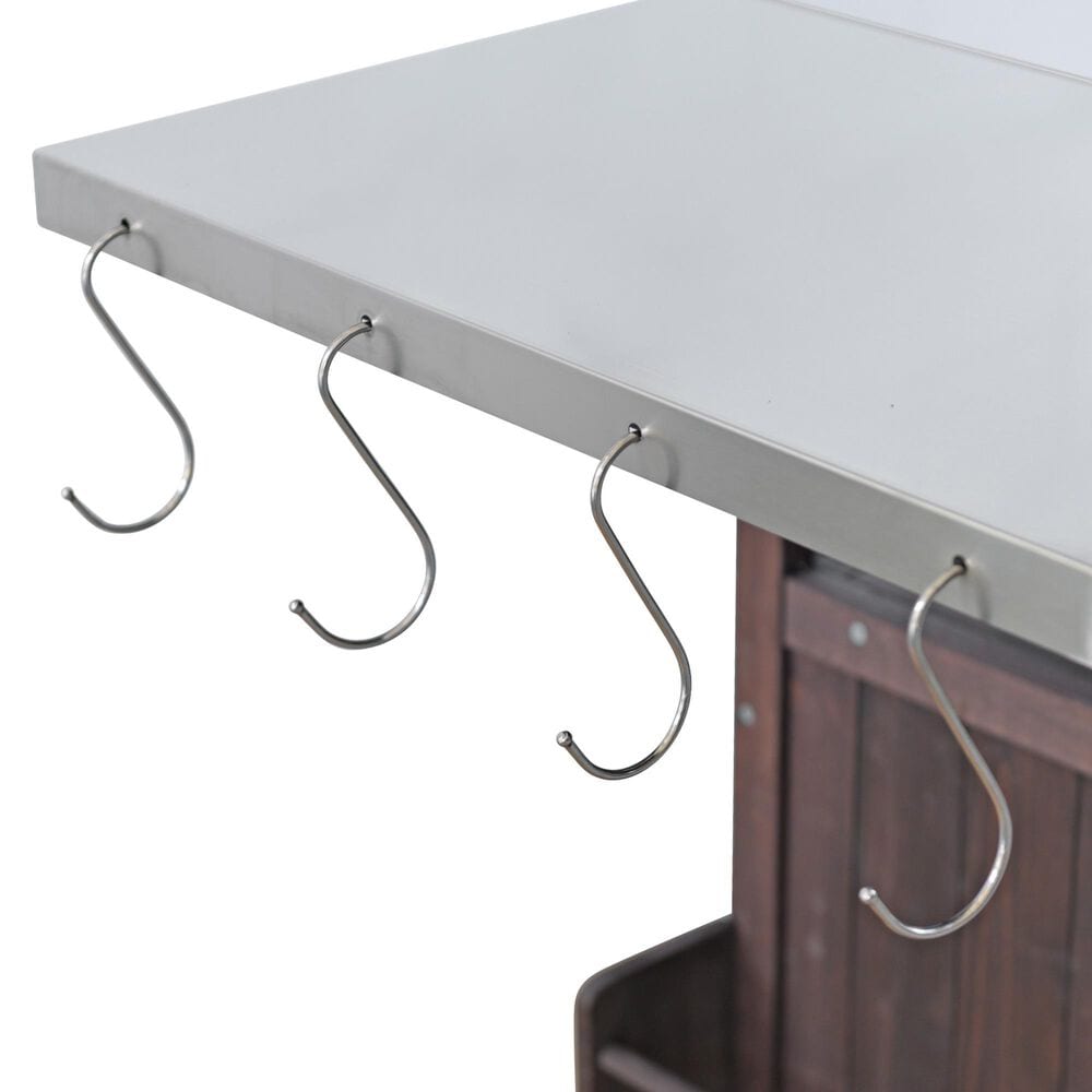 HOMLUX 40.5" Outdoor Kitchen Island with One Drawer in Brown and Stainless Steel, , large