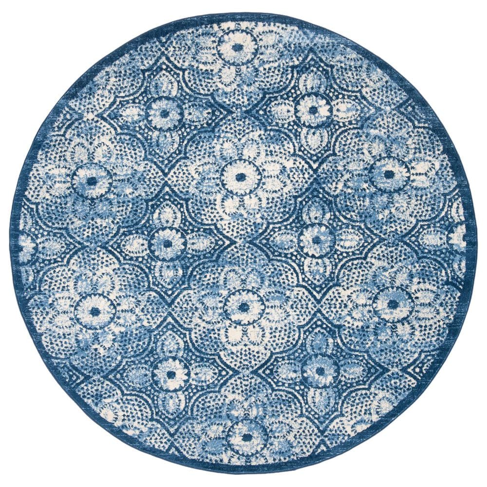 Safavieh Martha Stewart 6"7" Round Navy and Creme Area Rug, , large