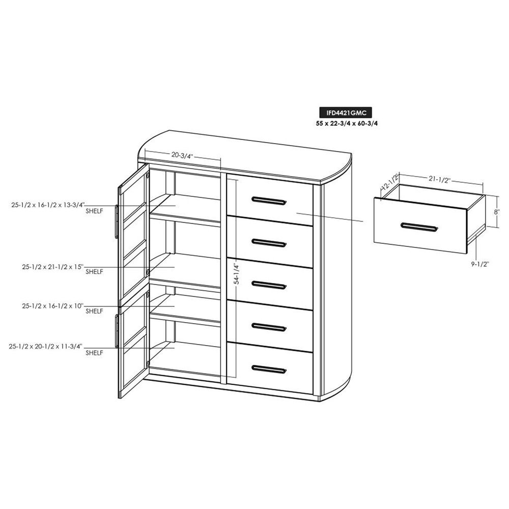 Fallridge Balam 5-Drawer Gentleman Chest in Stained Black, , large