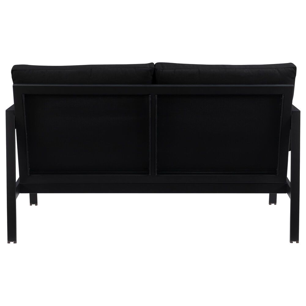 Linon Home Decor Holland Outdoor Loveseat with Black Cushions in Black, , large