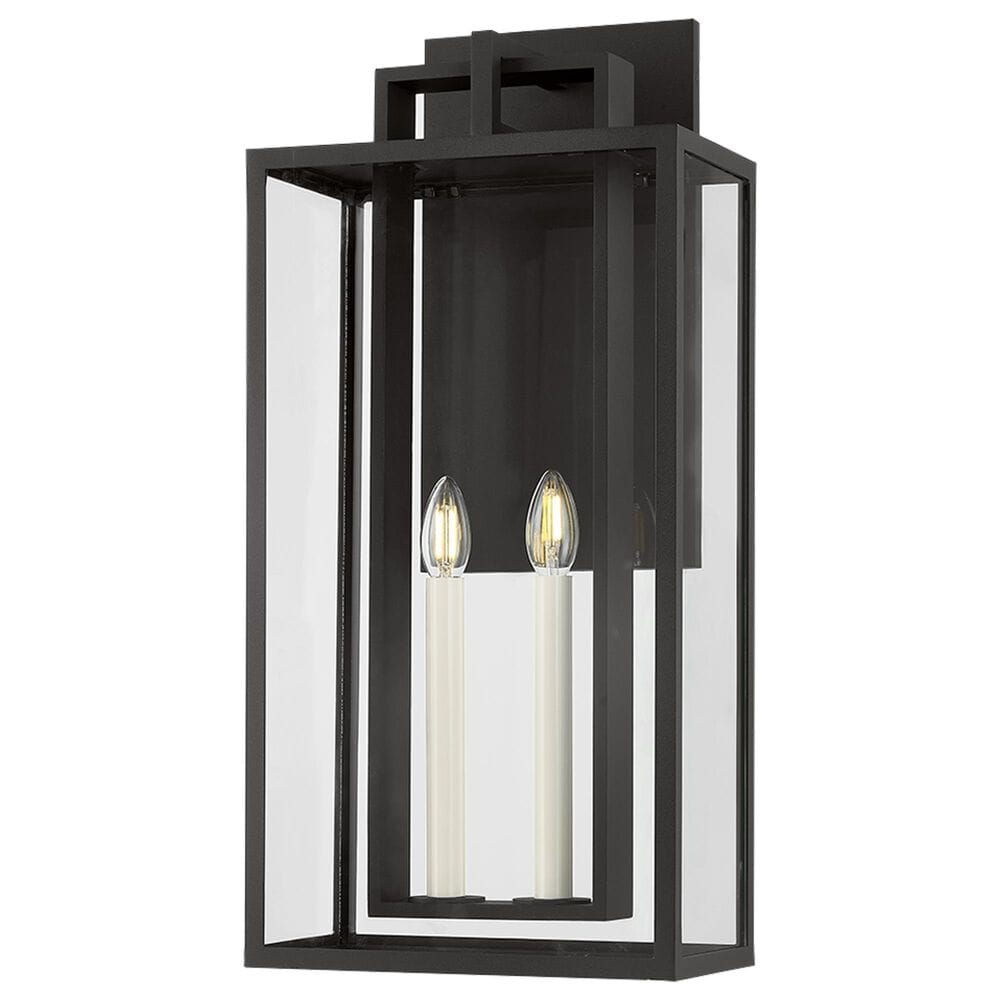 Troy Lighting Amire 20" 2-Light Exterior Wall Sconce in Texture Black, , large