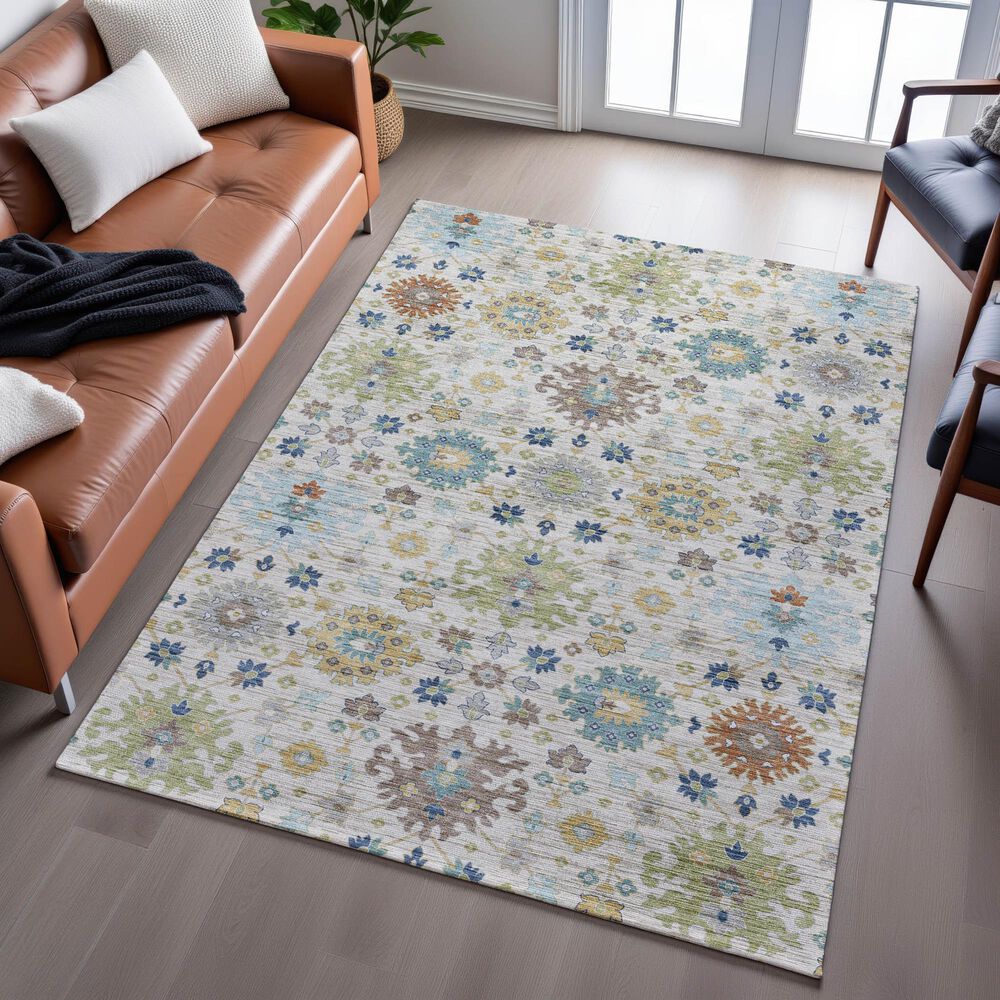 Dalyn Rug Company Silk Road Ivory, Aloe, Blue, Gold, Copper and Taupe 8&#39; x 10&#39; Area Rug, , large