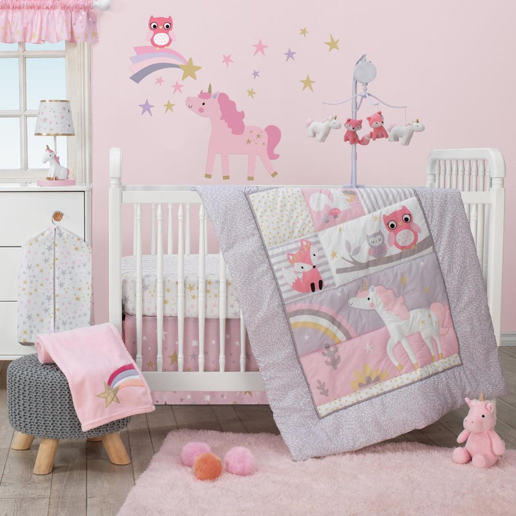 Lambs and ivy pink and gold hot sale