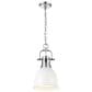 Golden Lighting Duncan 1-Light Small Pendant with Chain and Matte White Shade in Chrome, , large