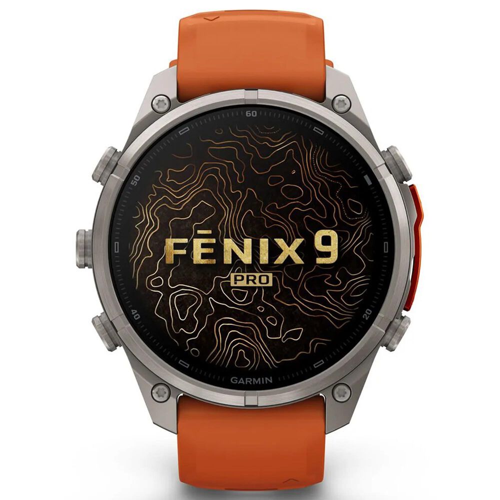 Garmin fenix 9 Pro Smartwatch 47mm Titanium with Autumn Orange and Spark Orange Silicone Band, , large