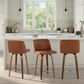LumiSource Toriano Swivel Counter Stool with Camel Faux Leather Upholstery in Walnut and Chrome (Set of 2), , large