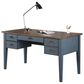 Wycliff Bay Fairmont 3-Piece Half Pedestal Desk with Bookcase and File Cabinet Set in Dusty Blue and Natural, , large