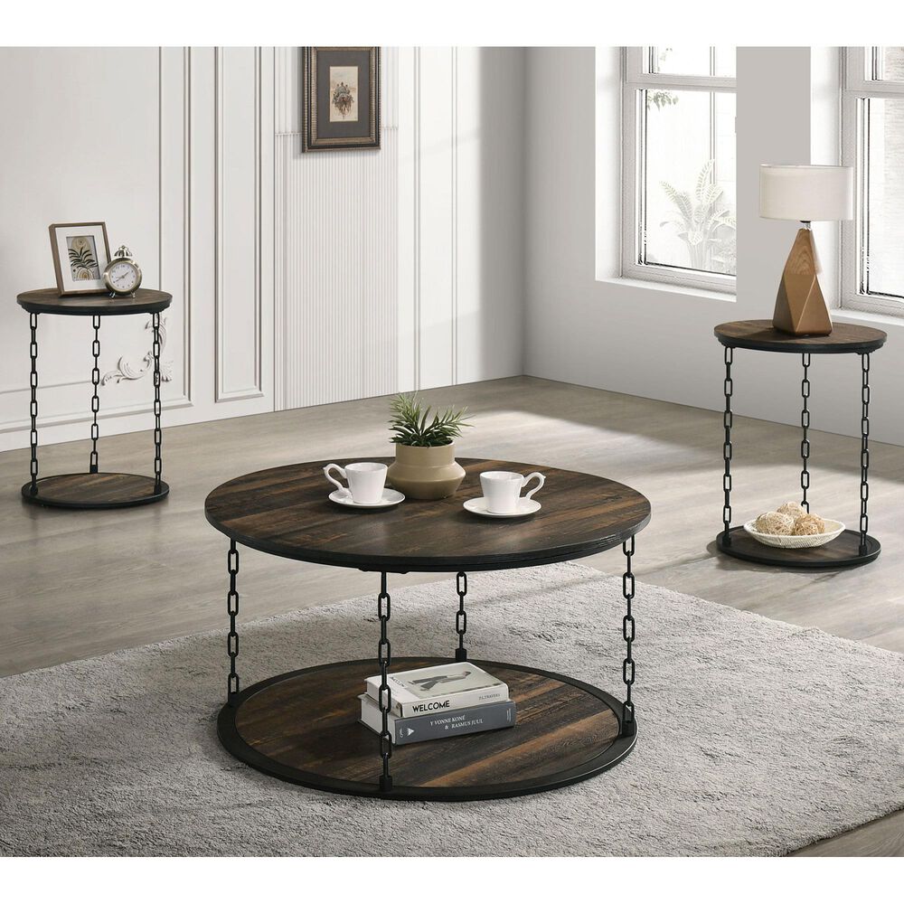 Furniture of America Linke 3-Piece Table Set in Dark Brown and Black, , large
