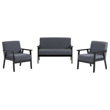 Hearth and Haven Bahamas 3-Piece Stationary Living Room Set in Gray, , large