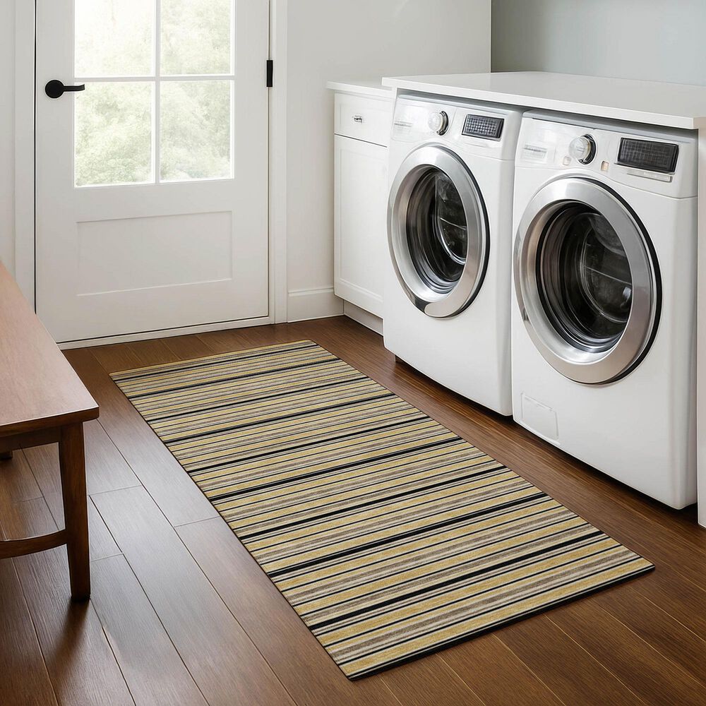 Dalyn Rug Company Soft Essentials Striped Honey 2'3" x 7'6" Indoor/Outdoor Runner, , large