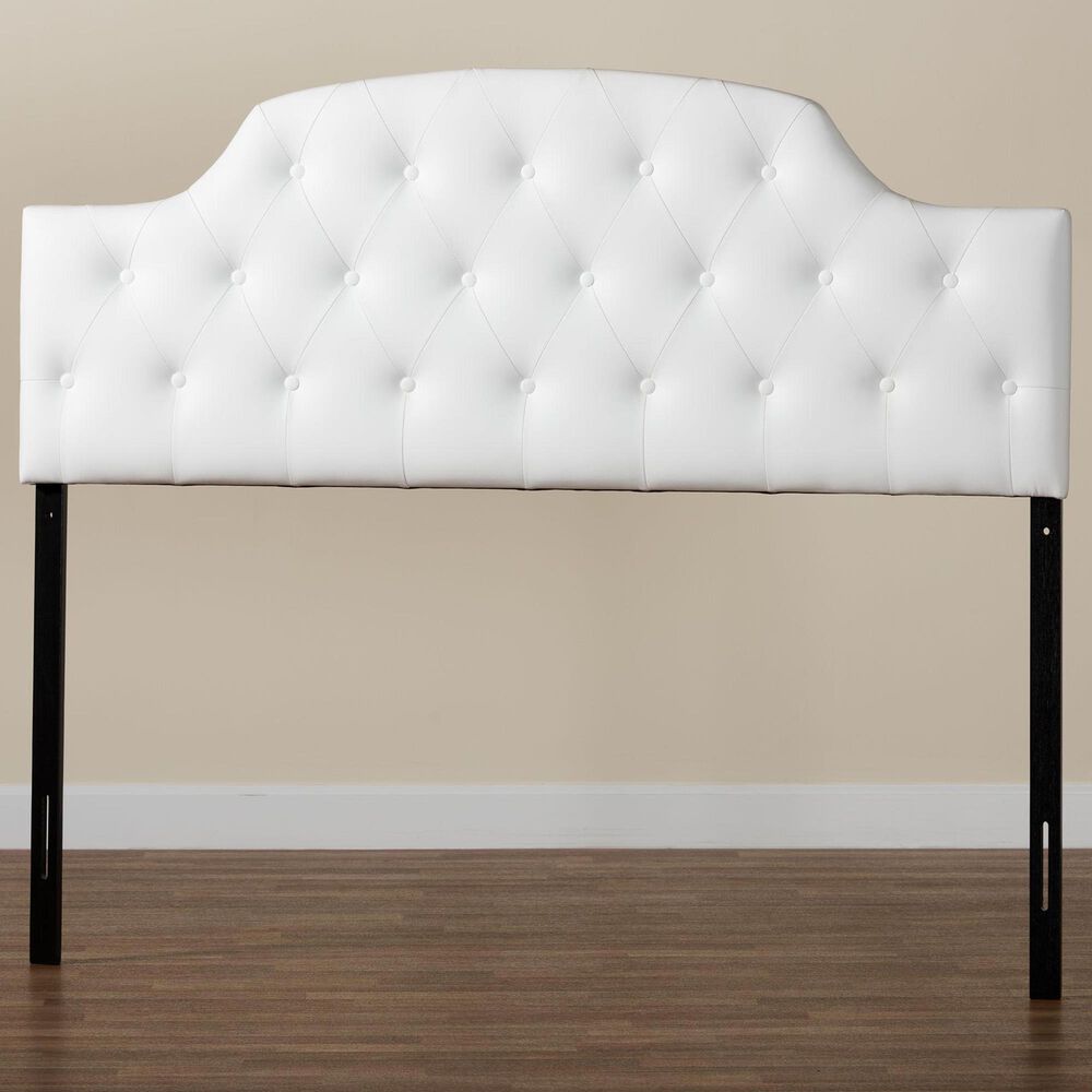 Baxton Studio Morris Queen Headboard with White Upholstered in Black, , large
