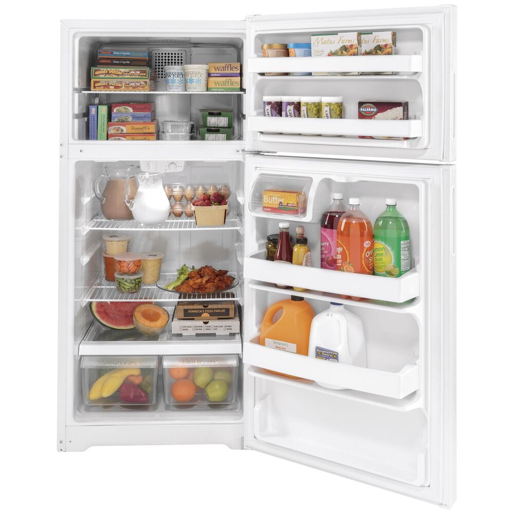 Hotpoint 15.6 Cu. Ft. Recessed Handle Top Freezer Refrigerator Right Hinge in White, , large