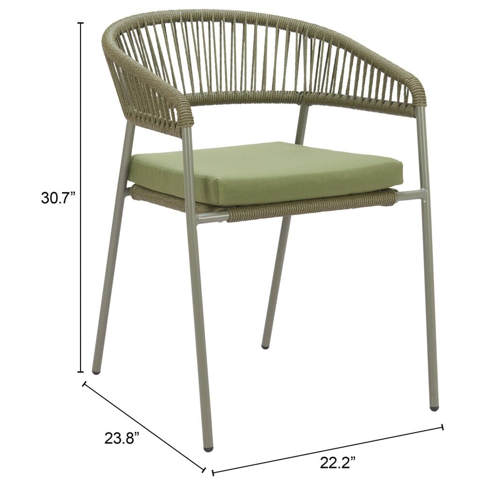 Zuo Modern Skye Outdoor Dining Chair in Green (Set of 2), , large