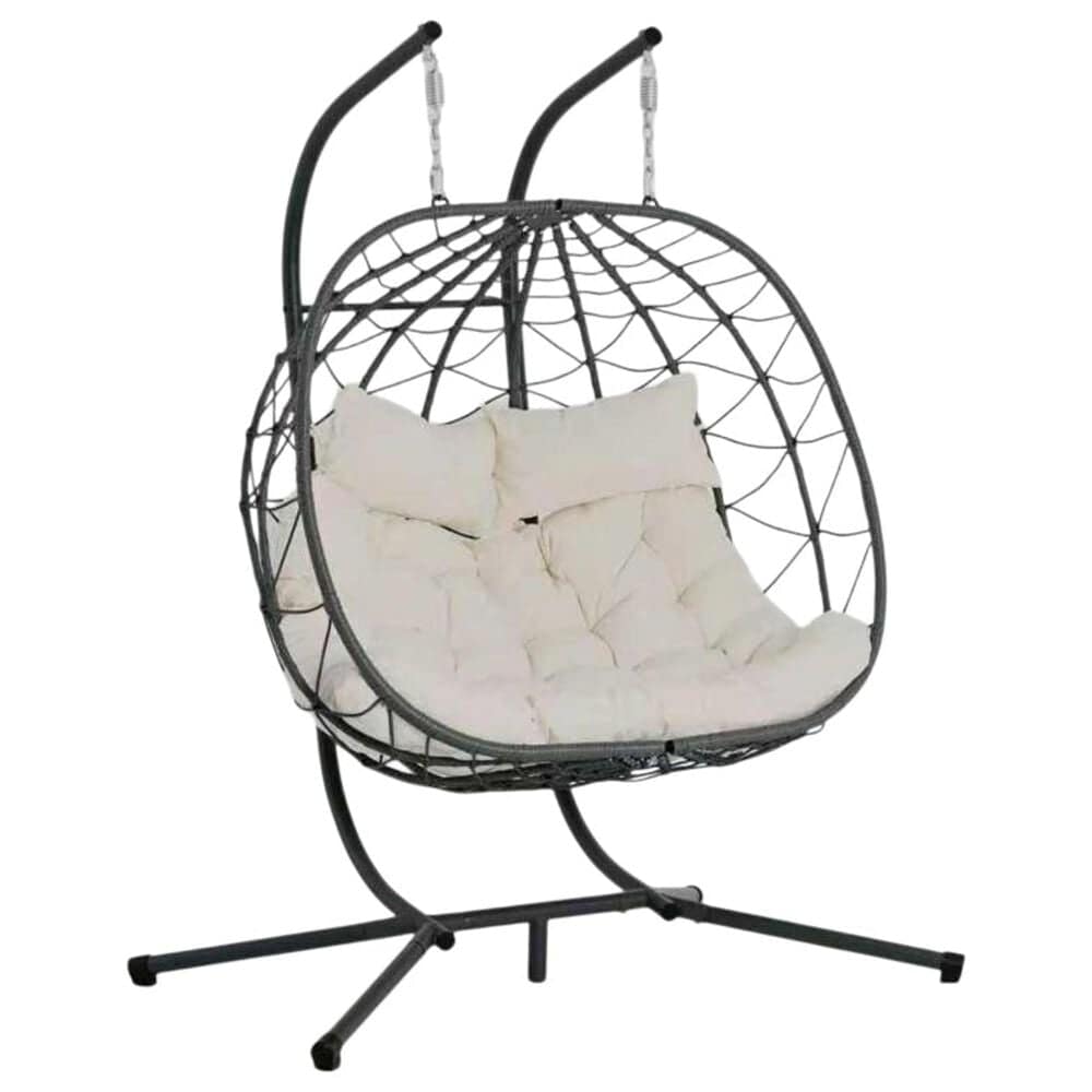 Hearth and Haven Outdoor Hanging Egg Chair with Stand in Beige, , large