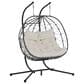 Hearth and Haven Outdoor Hanging Egg Chair with Stand in Beige, , large