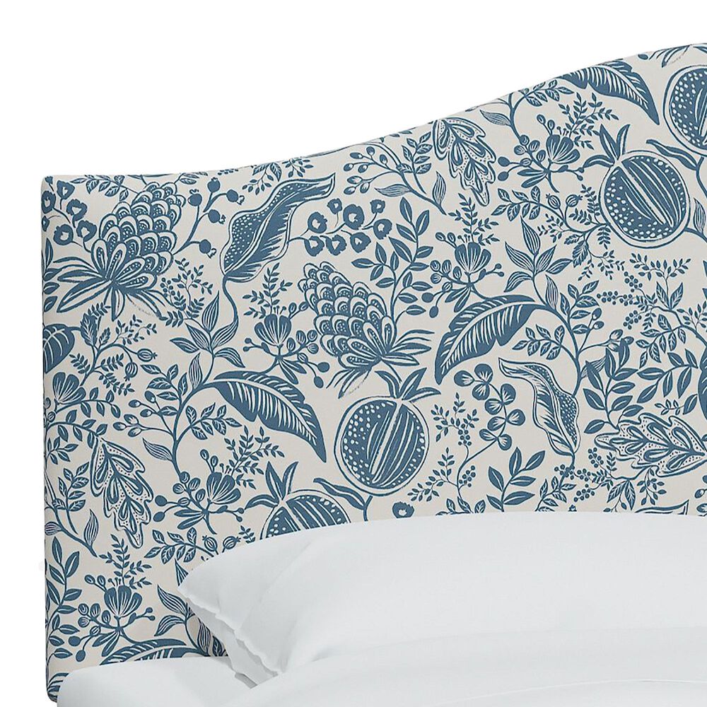 Rifle Paper Co Crafted by Cloth and Company Mayfair Full Headboard in Peacock Blue/White, , large