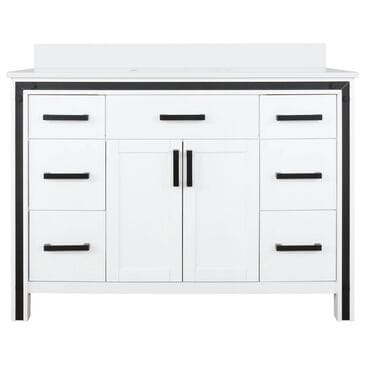 Lexora Home Ziva 48" Single Bathroom Vanity in White with 2 cm White Quartz Top and Rectangular Sink, , large