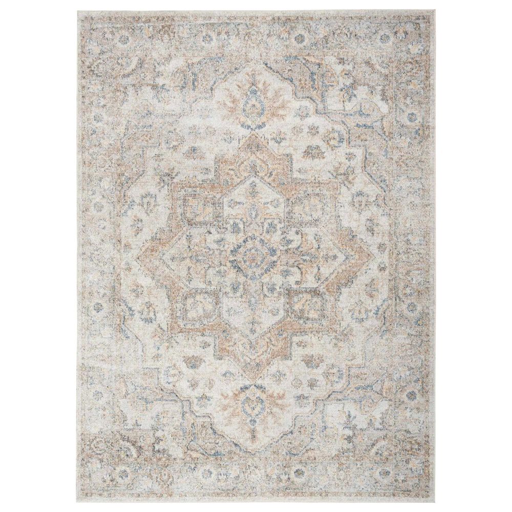 Nourison Astra Machine Washable 6"7" x 9" Silver and Grey Area Rug, , large