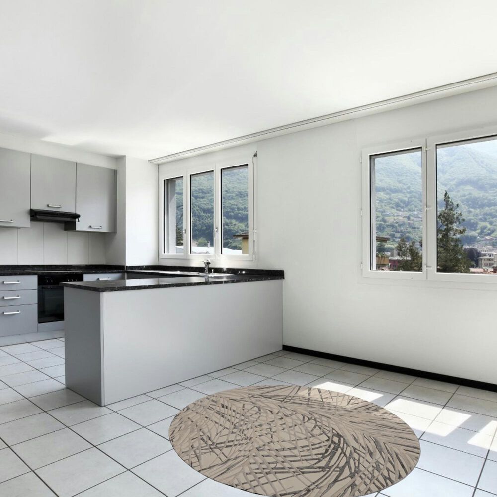 Nourison Rustic Textures Ivory and Grey 7&#39;10&quot; Round Area Rug, , large