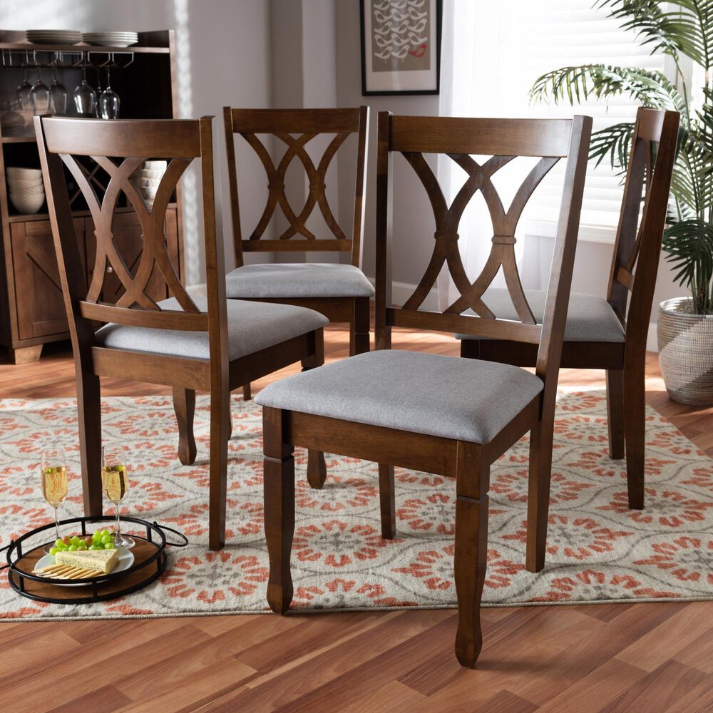 Baxton Studio Augustine Side Chair in Walnut Brown (Set of 4), , large