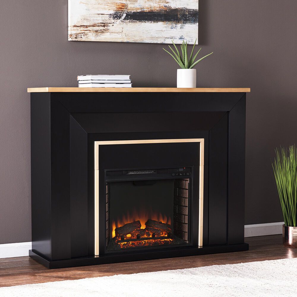 Southern Enterprises Cardington Electric Fireplace in Black/Natural