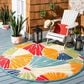 Safavieh Cabana CBN356A 6"7" Round Ivory and Blue Indoor/Outdoor Area Performance Rug, , large