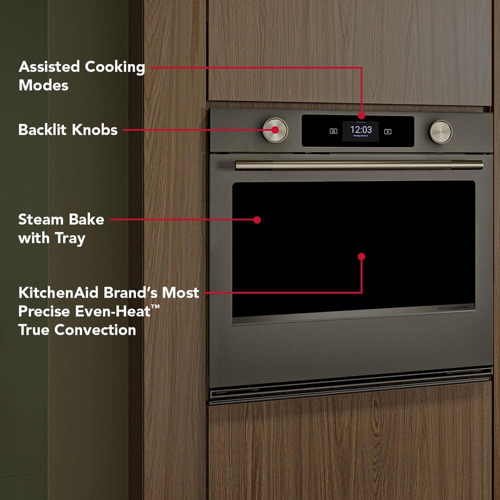KitchenAid 2-Piece Kitchen Package with Black Ore 30" Smart Single Wall Oven and Stainless Steel 30" Gas Cooktop, , large