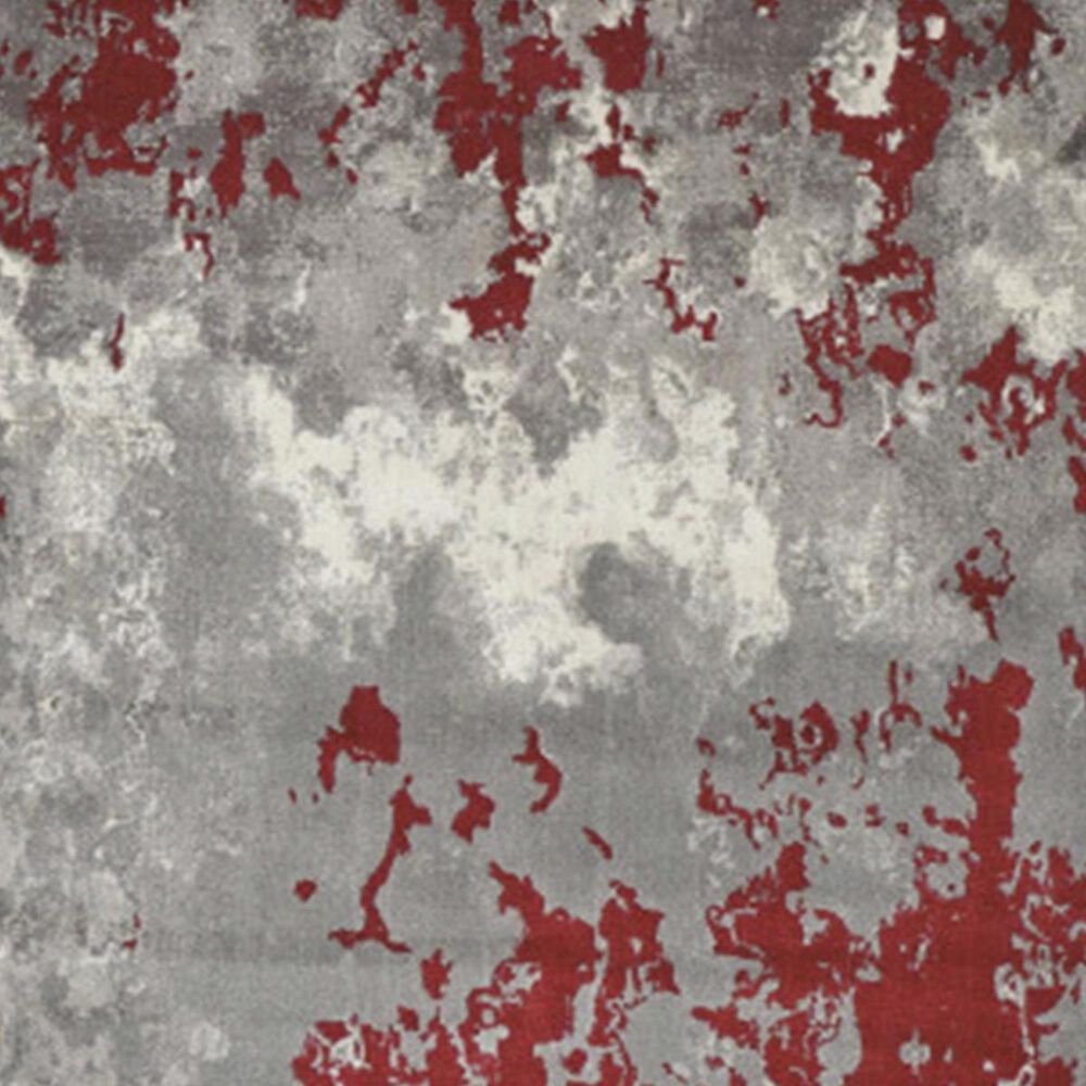 Nourison Twilight TWI21 8&#39; Round Grey and Red Area Rug, , large