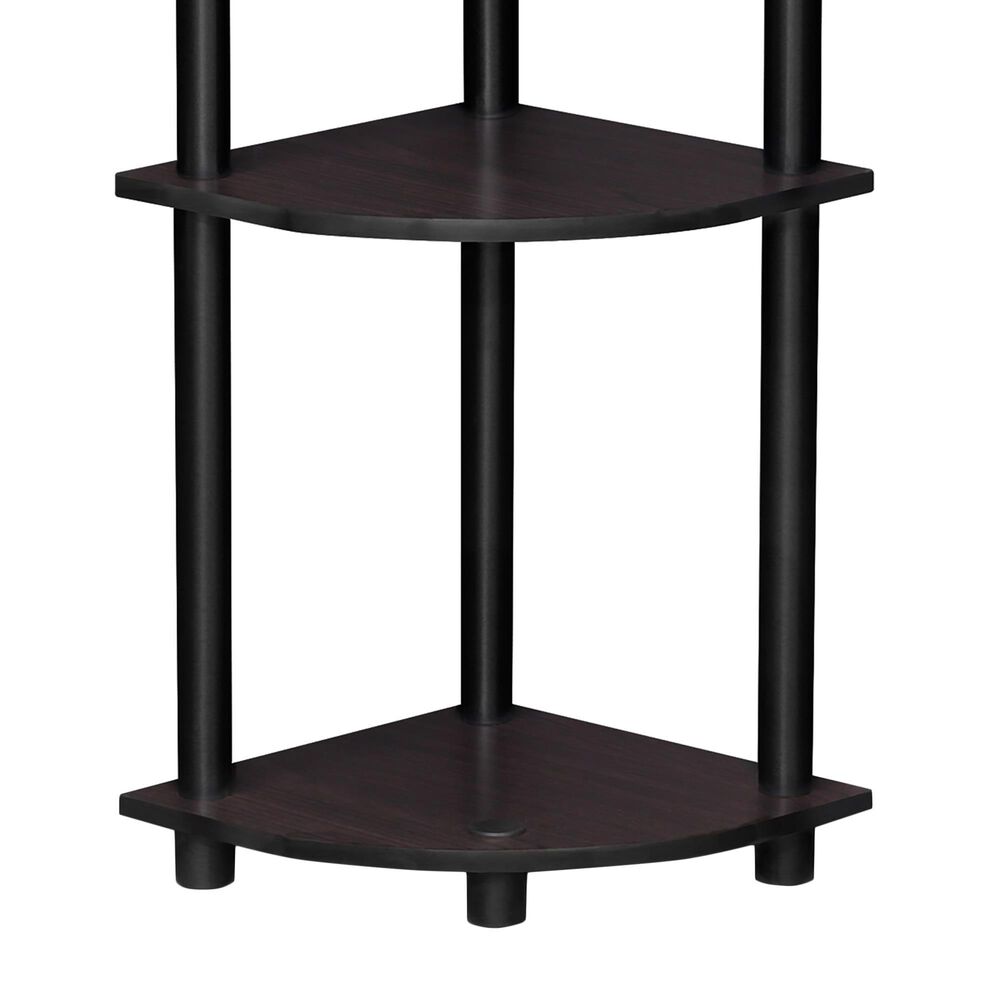 HOMLUX Turn-N-Tube 3-Tier Corner Bookshelf in Dark Walnut, , large