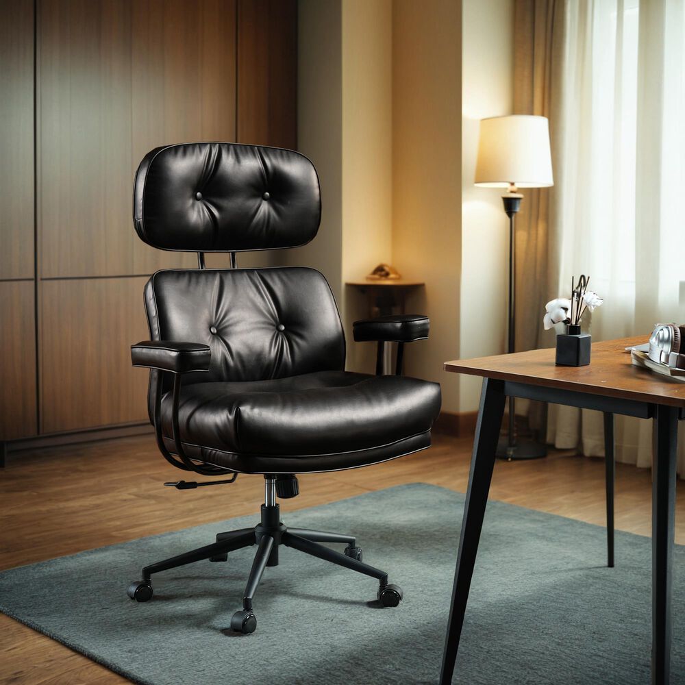 HOMLUX High Back Executive Office Chair with PU Leather in Black, , large