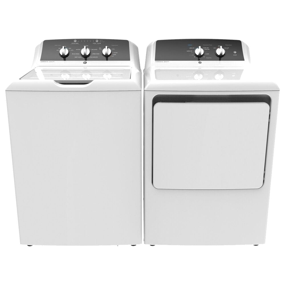 GE Appliances 6.2 Cu. Ft. Electric Dryer in White and Stainless Steel, , large