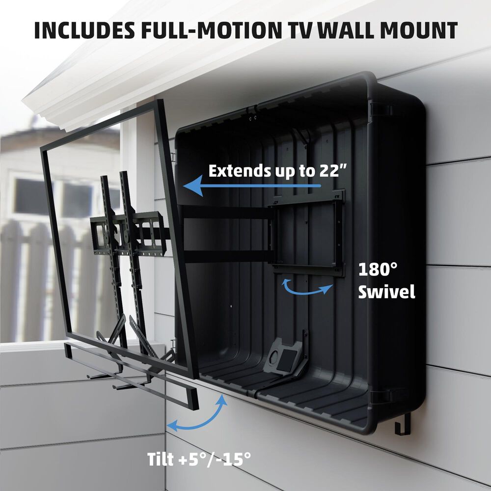 Storm Shell Entertainment Series 65" Outdoor TV and Sound Bar Enclosure in Black, , large