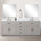 Lexora Home Abbey 84" Double Bathroom Vanity in Black Oak with 2 cm White Carrara Marble Top, Rectangular Sinks and 36" Mirrors, , large