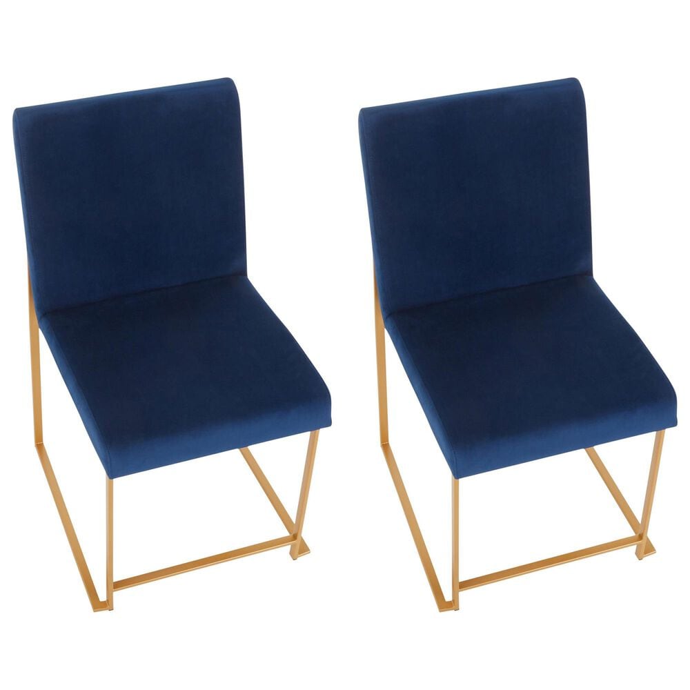 Lumisource Fuji Side Chair with Blue Cushion in Gold &#40;Set of 2&#41;, , large