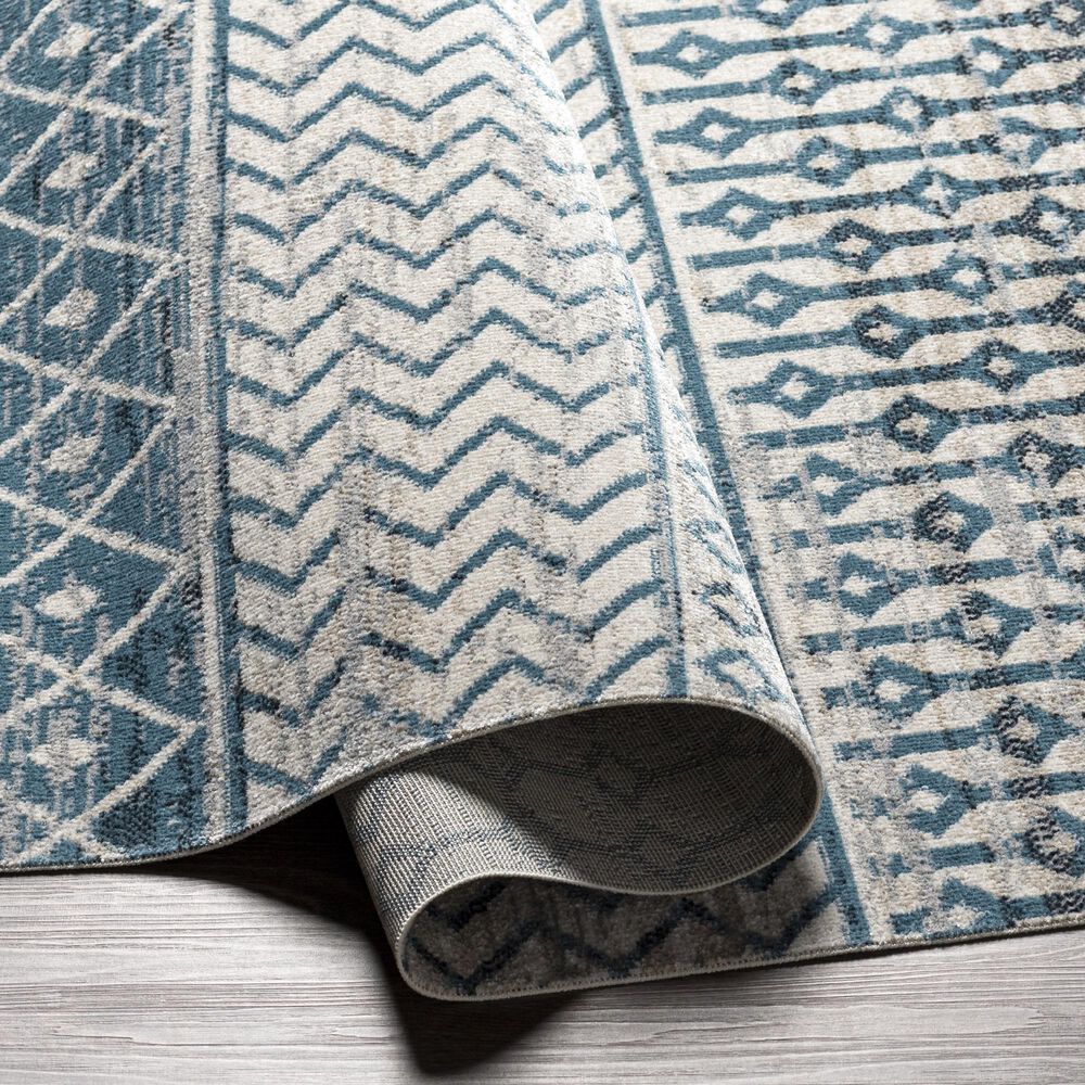 Surya Lavadora LVR-2335 2&#39;7&quot; x 7&#39;3&quot; Ink Blue, Black, Gray and Light Beige Runner, , large