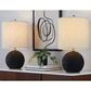 LumiSource Kona 23" Polyresin Table Lamp in Matte Black and Modern Brass (Set of 2), , large