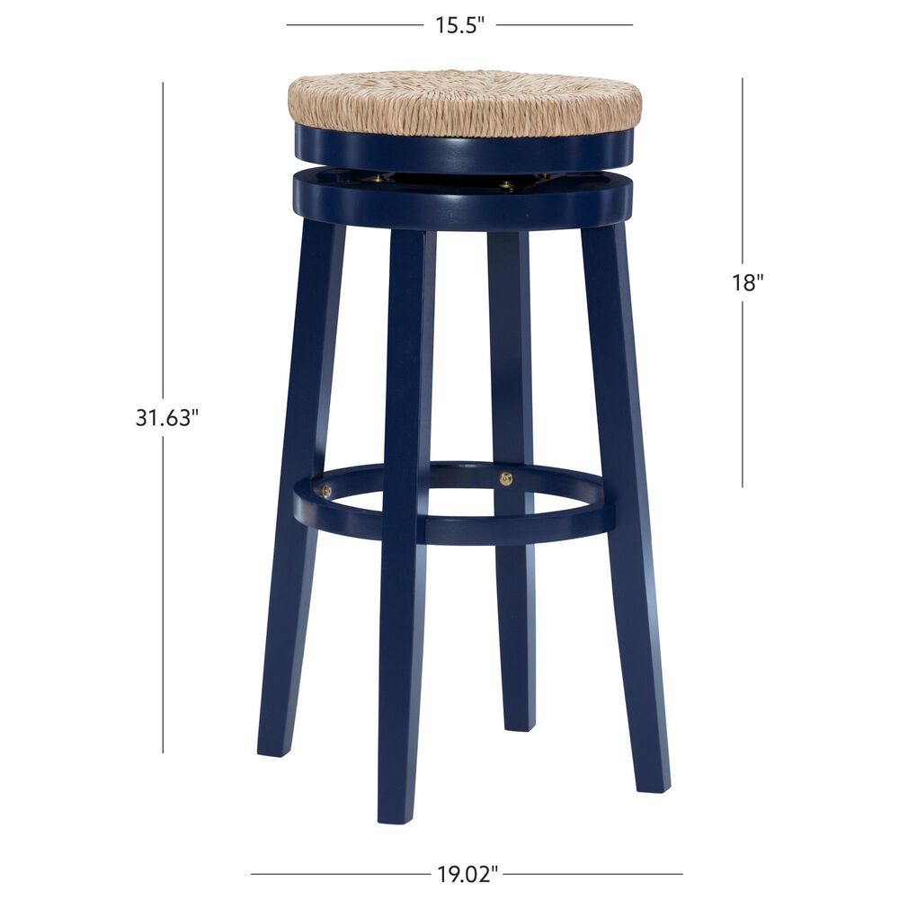 Linon Home Decor Morgan Swivel Bar Stool in Navy Blue, , large