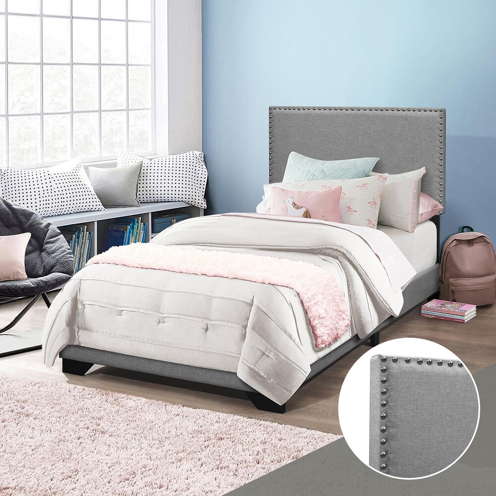 The Monday Company Twin Upholstered Bed in Gray, , large