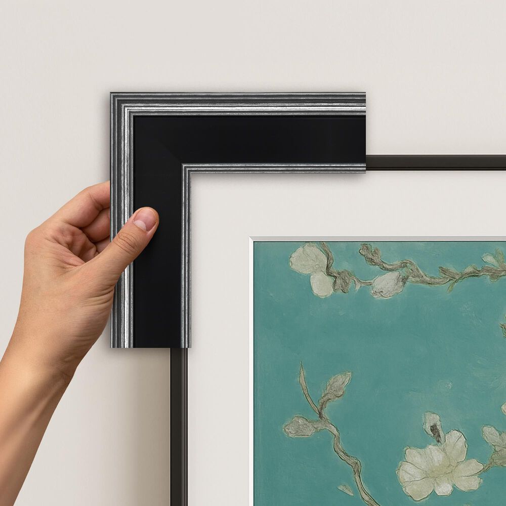 Deco TV Frames Premiere 50" 50"  Premiere Bezel for Samsung the Frame TV in Antique Silver and Black, , large