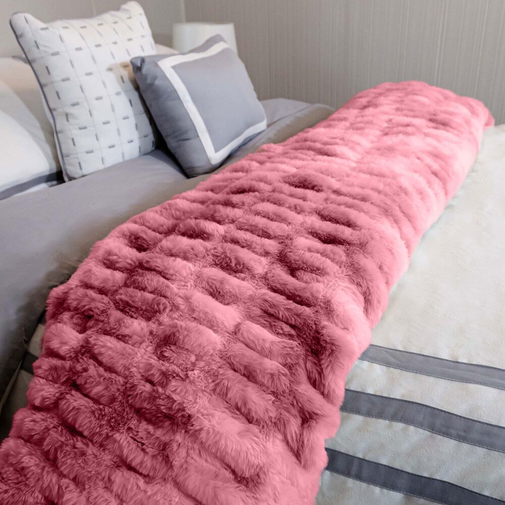 Timberlake 60" x 80" Ruched Faux Fur Throw Blanket in Pink, , large