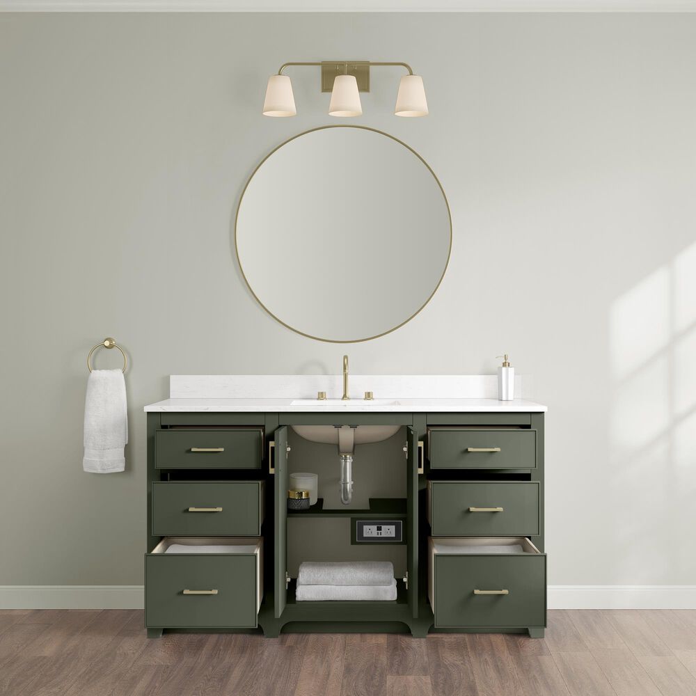 37B Lucerne 60" Single Bathroom Vanity in Deep Olive Green with Marble Top and Backsplash, , large