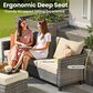 HOMLUX 5-Piece Outdoor Wicker Patio Furniture Set, High Back Rattan Sofa with Chairs, Ottomans & Cushions in Beige, , large