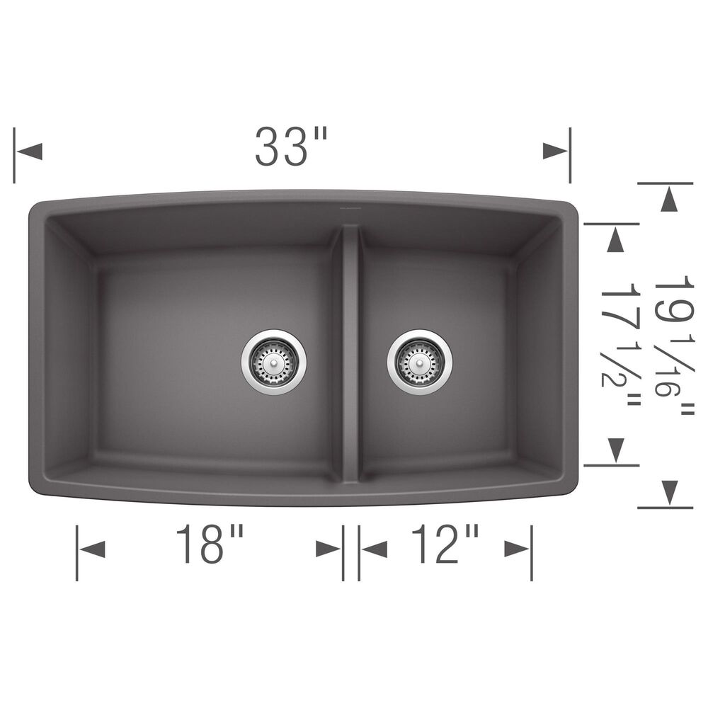 Blanco Performa 60/40 Double Bowl Kitchen Sink with Low Divide in Cinder, , large