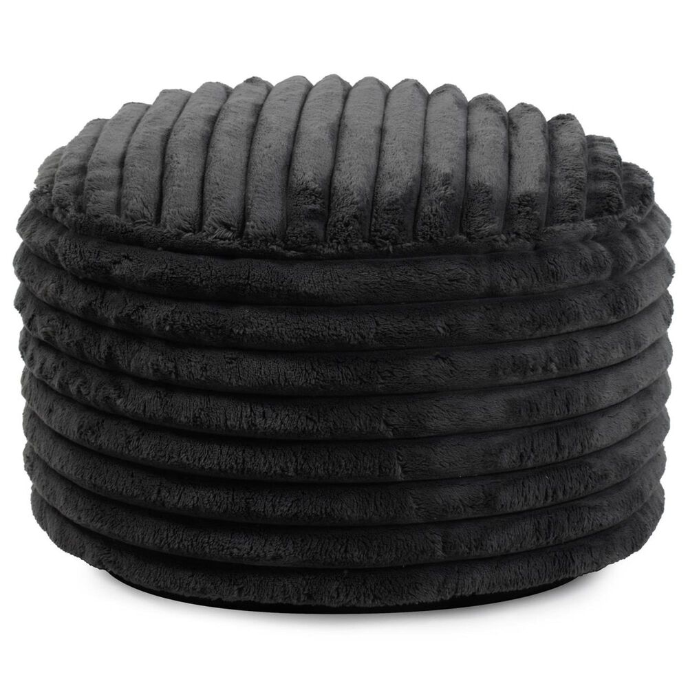 Howard Elliott Shar Pei Short Pouf in Black, , large