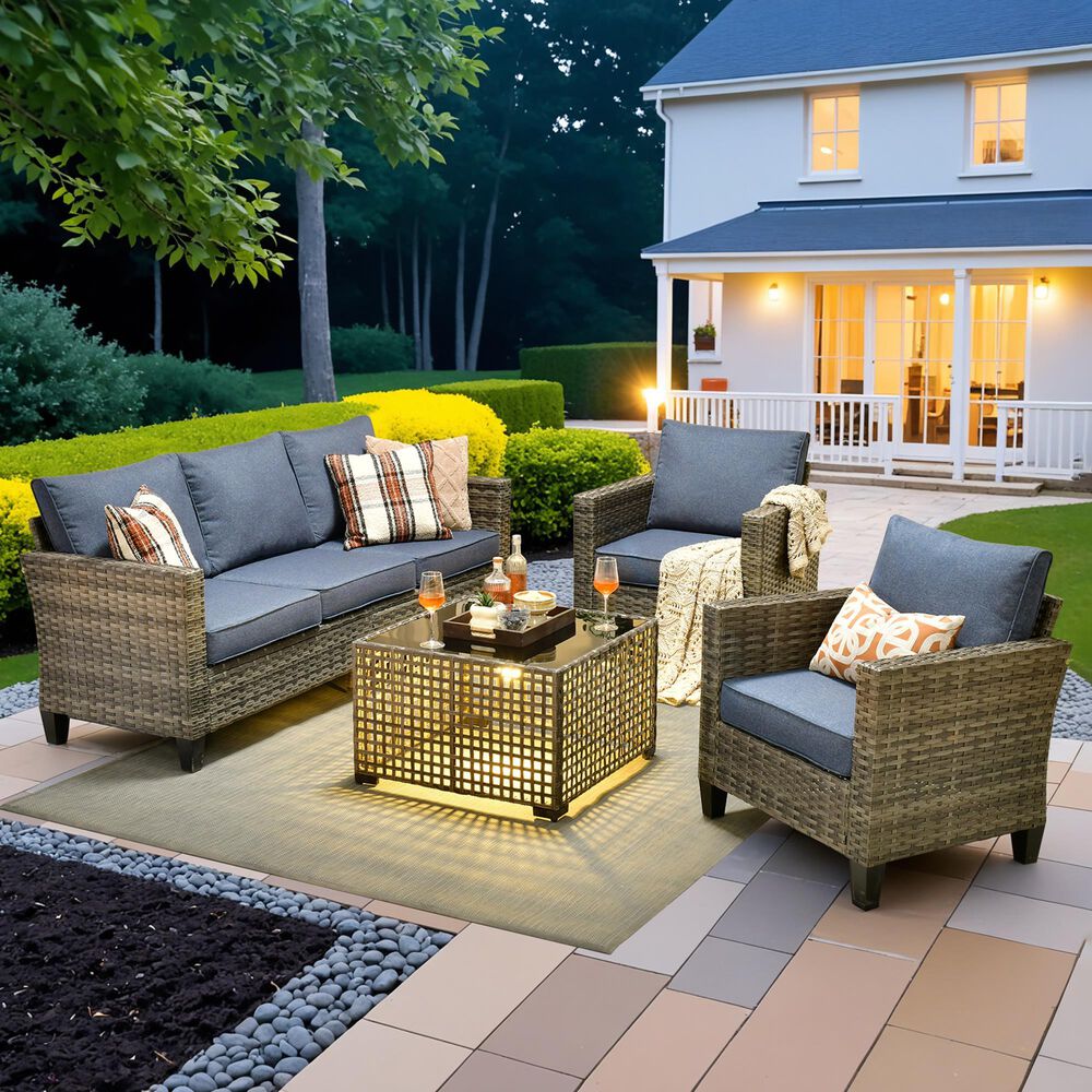 HOMLUX 4-Piece Outdoor Sofa Set in  Denim Blue, , large