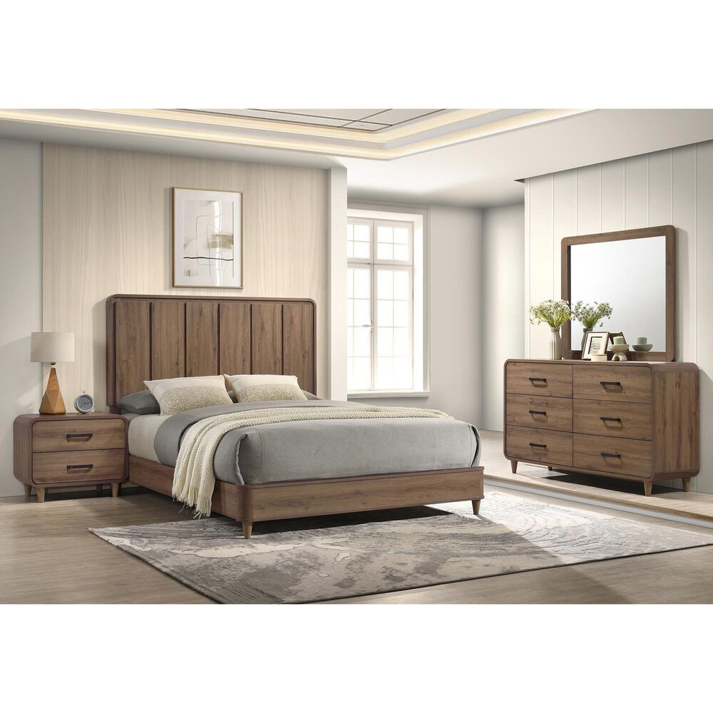 Crown Mark Nyomi 4 Piece Queen Panel Bedroom Set in Light Brown, , large