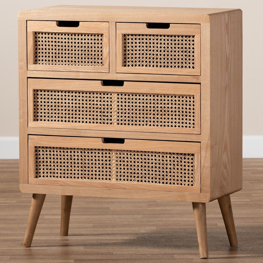 Baxton Studio Alina 4-Drawer Accent Storage Cabinet in Medium Oak, , large
