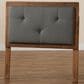 Baxton Studio Abner Twin Panel Headboard with Dark Grey Fabric in Walnut Brown, , large