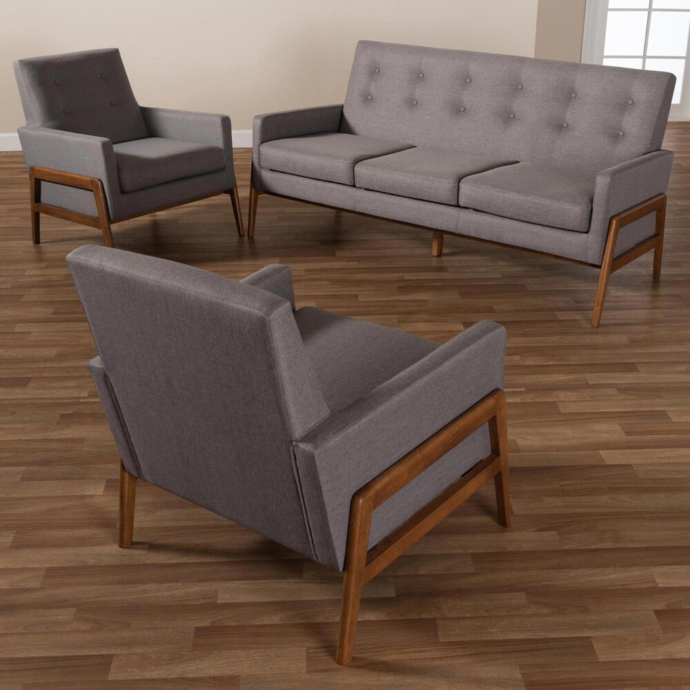 Violino Perris 3-Piece Living Room Set in Light Grey/Walnut, , large